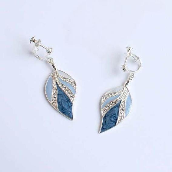 Клипсы из эмали и сплава, с кристально горный хрусталь, лист