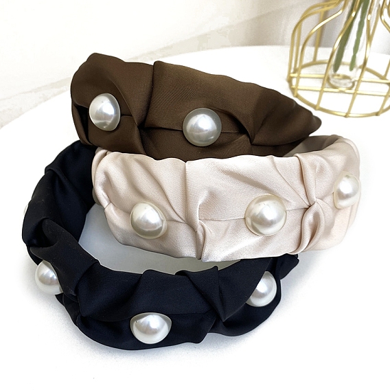 Ткань ленты для волос, аксессуары для волос для женщин и девочек, с имитацией жемчужина бисера