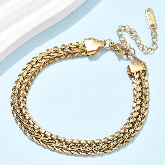 304 женские браслеты-цепочки из нержавеющей стали с пшеничной цепочкой, ионное покрытие (ip)