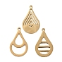 304 Stainless Steel Pendants, Teardrop Charms, Hand Polished, Ion Plating(IP)