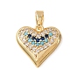 Brass Rhinestone Pendants, Heart Charms
