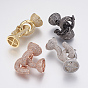 Brass Micro Pave Cubic Zirconia Fold Over Clasps, Lead Free & Cadmium Free