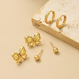 3 пары милых бантиковых латунных сережек