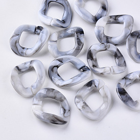 Two Tone Acrylic Linking Rings, For Curb Chains Making, Imitation Gemstone, Twist