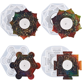 Moules de bougeoirs en silicone diy, moules de résine, lotus/hexagone/carré