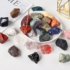 Raw Gemstone Incense Holder, Reiki Energy Stone Display Decoration, for Healing Meditation, Nugget