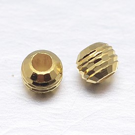 Real 18K Gold Plated Round Sterling Silver Beads, 3mm, Hole: 1.4mm, about 307pcs/20g