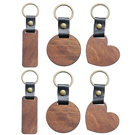 Creative wooden DIY key chain spade wood key ornaments metal leather key ring pendant