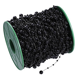 Пластиковые цепочки из бусин с имитацией жемчуга, с катушкой, круглые