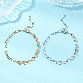 2шт. 304 браслеты из нержавеющей стали с асимметричными звеньями в форме сердца, браслеты-цепочки со скрепками для женщин