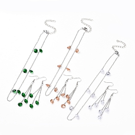 Joyería de Sistemas, encantos de circonita cúbica cuelgan aretes y collares, con 304 cadenas de cable de acero inoxidable y hallazgos