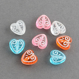 Transparent Acrylic Beads, Heart, 11.5x11.5x6.5mm, Hole: 1.5mm, about 1000pcs/500g