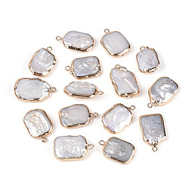 Прямоугольные подвески из натурального жемчуга кеши, с латунной окантовкой, подвески из барочного жемчуга с культивированным пресноводным жемчугом, золотые