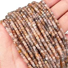 Natural Multi-Moonstone Beads Strands, Faceted, Cube