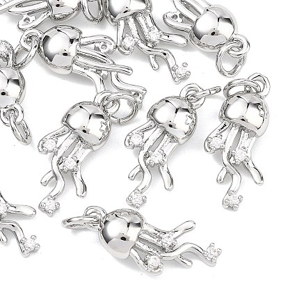Shegrace Messing-Anhänger mit Mikropavé-Fassung aus klaren Zirkonia, Nickel frei, Quallen-Anhänger