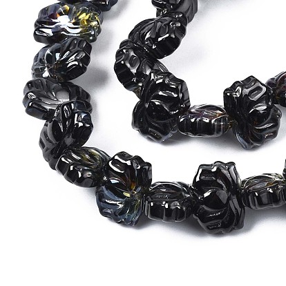 Electroplate Glass Beads Strand, Half Plated, Lotus Flower