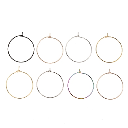 Ion Plating(IP) 316L Surgical Stainless Steel Hoop Earring Findings, Wine Glass Charms Findings