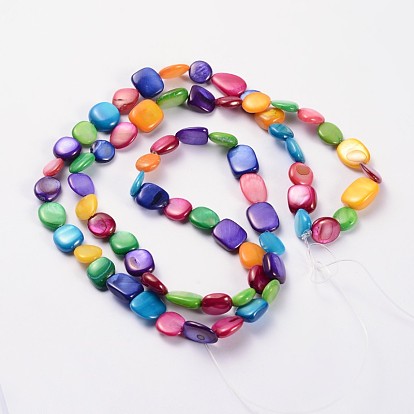 Erose Natural Freshwater Shell Beads Strands, Dyed, 7~14x6~10mm, Hole: 1mm, about 80pcs/strand, 34 inch