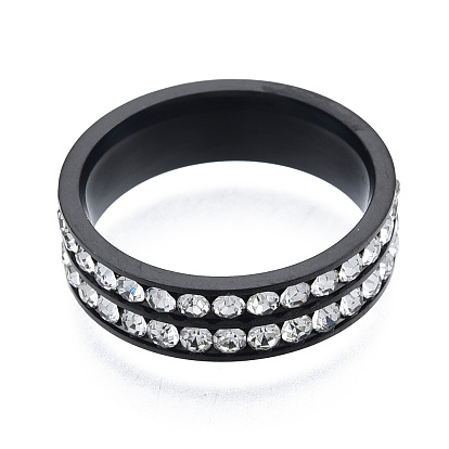 Bague double ligne strass cristal, 201 bijoux en acier inoxydable pour femmes