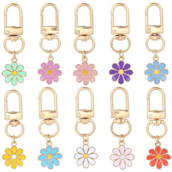 20 шт. 10 цвета, подвески из эмали из цветочного сплава, украшения, с поворотными застежками сплава, золотой свет