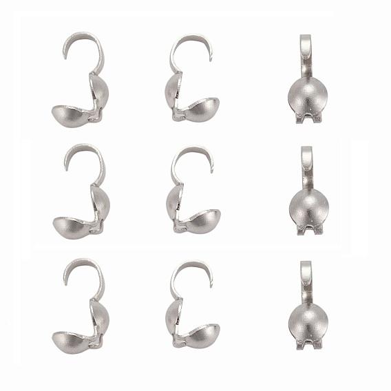201 Stainless Steel Bead Tips, Calotte Ends, Clamshell Knot Cover, 8.5x4mm