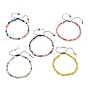 Adjustable Nylon Thread Braided Bead Bracelets, with Round Natural Agate Beads and Golden Plated Cube Brass Beads