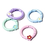 Spray Painted Alloy Spring Gate Ring, Ring with Flower