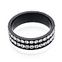 Crystal Rhinestone Double Line Finger Ring, 201 Stainless Steel  Jewelry for Women