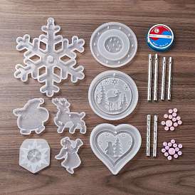 Набор для изготовления колокольчиков своими руками, Новогодняя тема, в том числе силиконовые формы, леска из нейлоновой мононити, пластиковые шарики, алюминиевые трубы