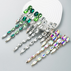 Sparkling Alloy Glass Crystal Long Earrings for Fashionable Statement Look