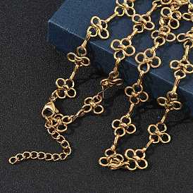 304 Edelstahl Blume Link Kette Halsketten, Ionenbeschichtung (ip)