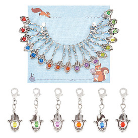 18 шт. 6 цвета хамса, ручной сплав, маркер для запирания стежков, с акриловыми шариками, подвеска-карабин крючком