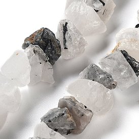 Brins de perles de quartz rutilé noir naturel brut brut, nuggets