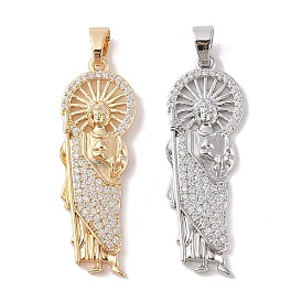 Brass Clear Cubic Zirconia Pendants, Long-Lasting Plated, God