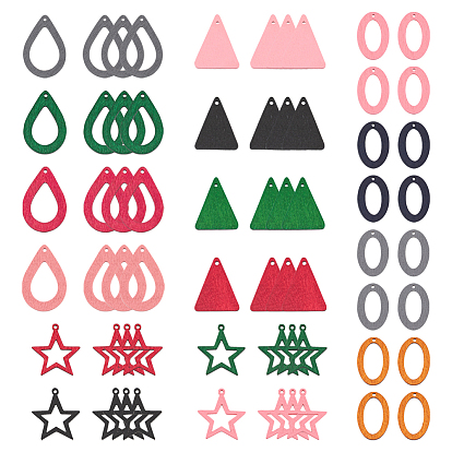 Pear Wood Pendants, Dyed, Triangle/Oval/Teardrop/tar