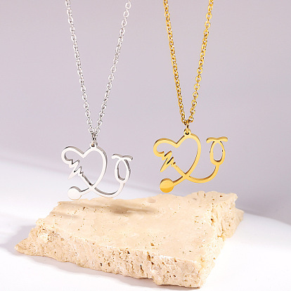 304 Подвеска-стетоскоп в форме сердца из нержавеющей стали для женщин