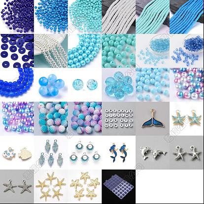 Kit de fabricación de joyería diy, incluyendo vidrio, arcilla polimérica y cuentas acrílicas., Colgantes de la aleación del esmalte