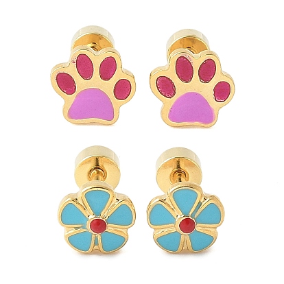 304 из нержавеющей стали стержня эмали серьги, золотые