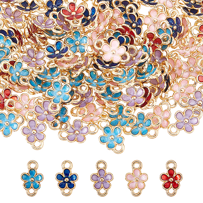 100 шт. 5 цветные подвески из эмали из цинкового сплава, цветок ссылки, золотые
