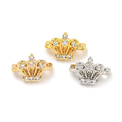 Brass Cubic Zirconia Beads, Long-Lasting Plated, Lead Free & Cadmium Free, Crown
