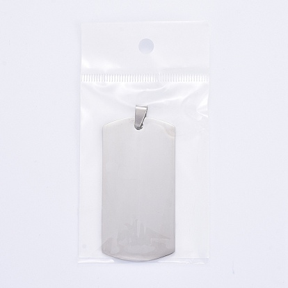 304 Stainless Steel Big Pendants, Manual Polishing, Blank Stamping Tags, Rectangle