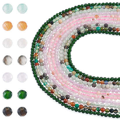 5 нити 5 стили: синтетический зеленый золотистый камень, натуральный зеленый лодолит, кварц, многоцветный агат, аметист и агат сакуры, круглые, граненые