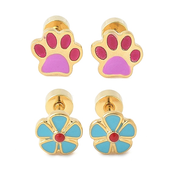 304 из нержавеющей стали стержня эмали серьги, золотые