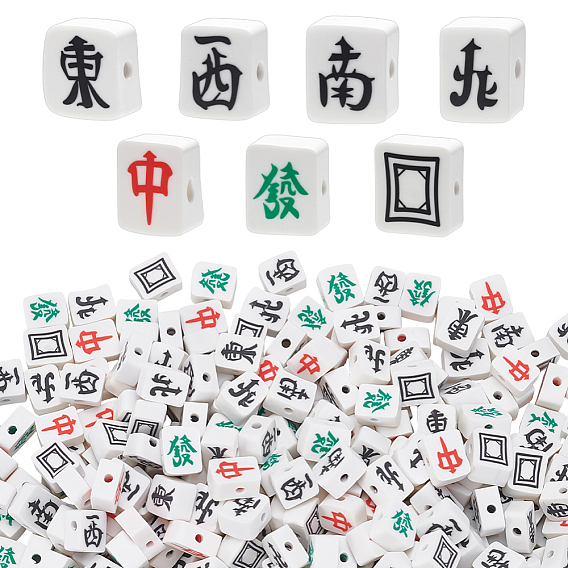 7 пакеты 7 цвета бусины из полимерной глины ручной работы, маджонг, прямоугольные