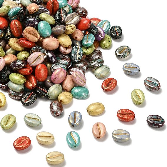 Непрозрачные акриловые бусины, кофейный боб, золотой металл обвитыми