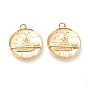 Латунные подвески, с прыжковых колец, долговечный, плоский раунд с пиратским кораблем