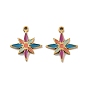 Ion Plating(IP) 316 Stainless Steel Enamel Charms, Star Charm, Real 18K Gold Plated
