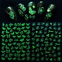 Luminous Plastic Nail Art Stickers Decals, Self-adhesive, For Nail Tips Decorations, Halloween 3D Design, Glow in the Dark