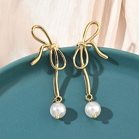 Серьги-гвоздики bowkont 304 из нержавеющей стали и акрила, с имитацией жемчуга, ионное покрытие (ip), долговечный