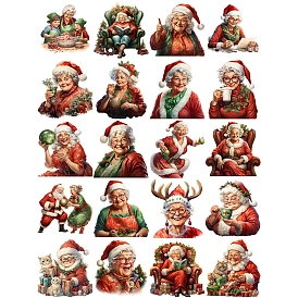 20Pcs 20 Styles Christmas Theme Paper Sticker, Self-adhesion, for Suitcase, Skateboard, Refrigerator, Helmet, Mobile Phone Shell